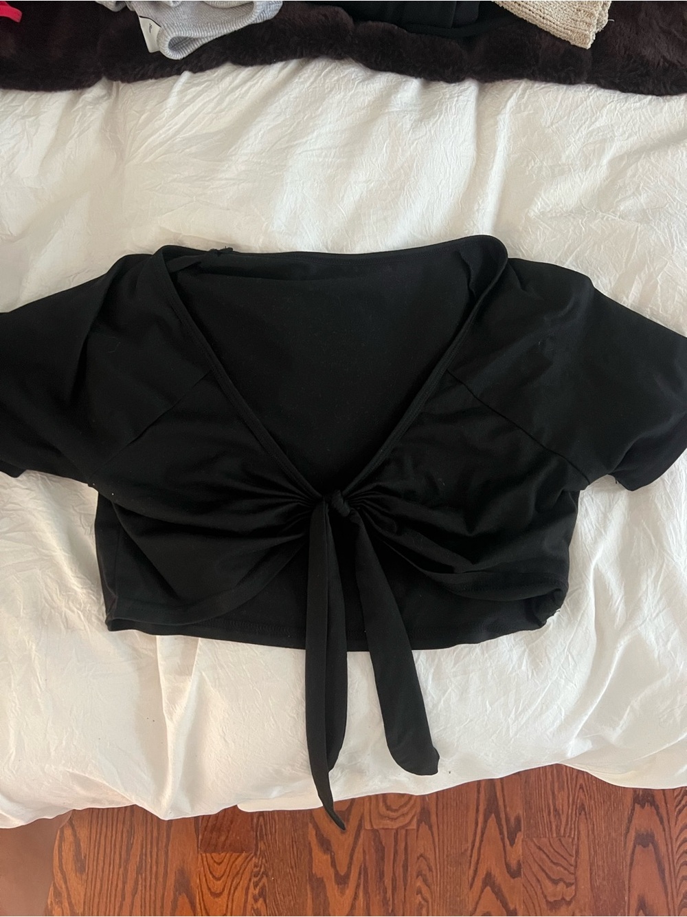 Black Tie-Front Crop Top - Women
